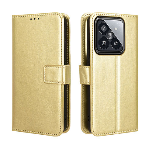 Leather Case Stands Flip Cover Holder BY5 for Xiaomi Mi 14 5G Gold