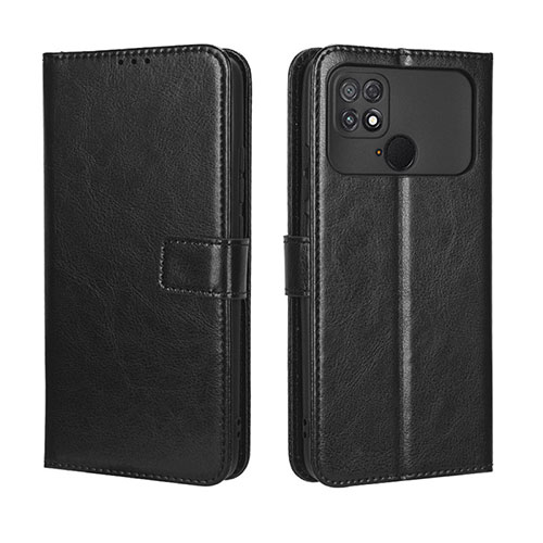 Leather Case Stands Flip Cover Holder BY5 for Xiaomi Poco C40 Black