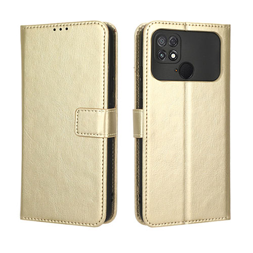 Leather Case Stands Flip Cover Holder BY5 for Xiaomi Poco C40 Gold