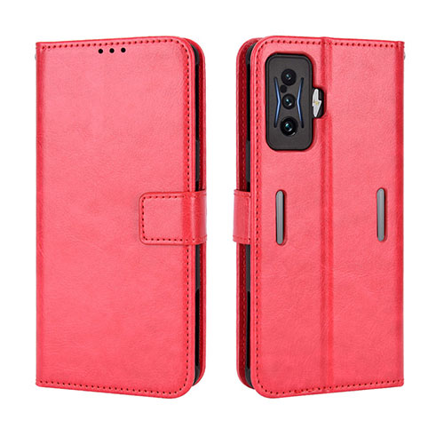 Leather Case Stands Flip Cover Holder BY5 for Xiaomi Poco F4 GT 5G Red