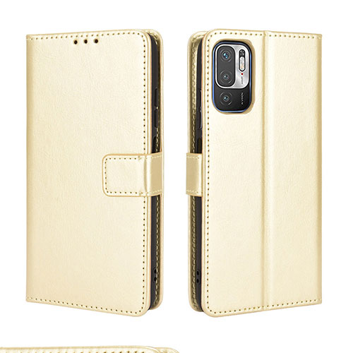 Leather Case Stands Flip Cover Holder BY5 for Xiaomi POCO M3 Pro 5G Gold