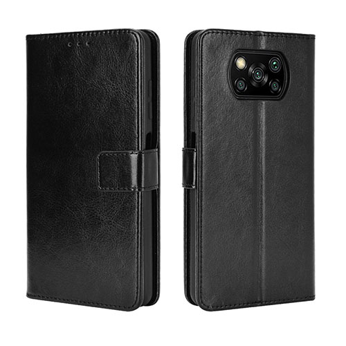 Leather Case Stands Flip Cover Holder BY5 for Xiaomi Poco X3 Black