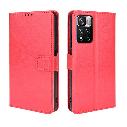 Leather Case Stands Flip Cover Holder BY5 for Xiaomi Poco X4 NFC Red