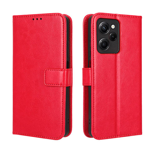 Leather Case Stands Flip Cover Holder BY5 for Xiaomi Poco X5 Pro 5G Red