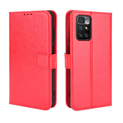 Leather Case Stands Flip Cover Holder BY5 for Xiaomi Redmi 10 (2022) Red