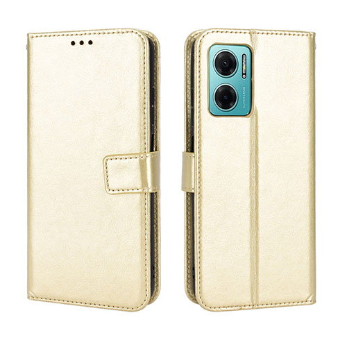 Leather Case Stands Flip Cover Holder BY5 for Xiaomi Redmi 10 5G Gold