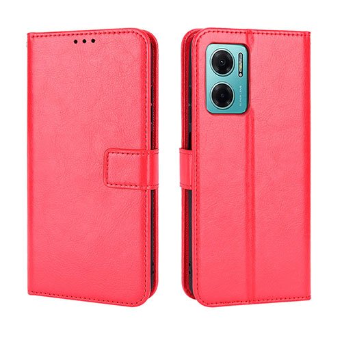 Leather Case Stands Flip Cover Holder BY5 for Xiaomi Redmi 10 5G Red