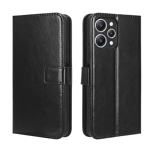 Leather Case Stands Flip Cover Holder BY5 for Xiaomi Redmi 12 4G Black