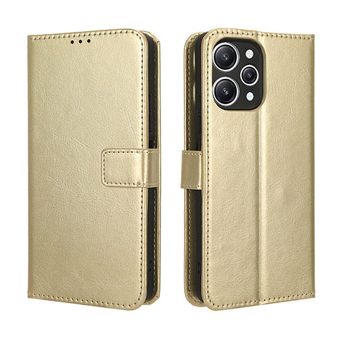 Leather Case Stands Flip Cover Holder BY5 for Xiaomi Redmi 12 4G Gold