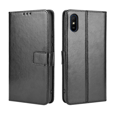 Leather Case Stands Flip Cover Holder BY5 for Xiaomi Redmi 9A Black