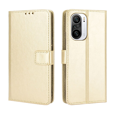 Leather Case Stands Flip Cover Holder BY5 for Xiaomi Redmi K40 5G Gold