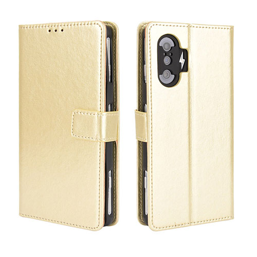 Leather Case Stands Flip Cover Holder BY5 for Xiaomi Redmi K40 Gaming 5G Gold