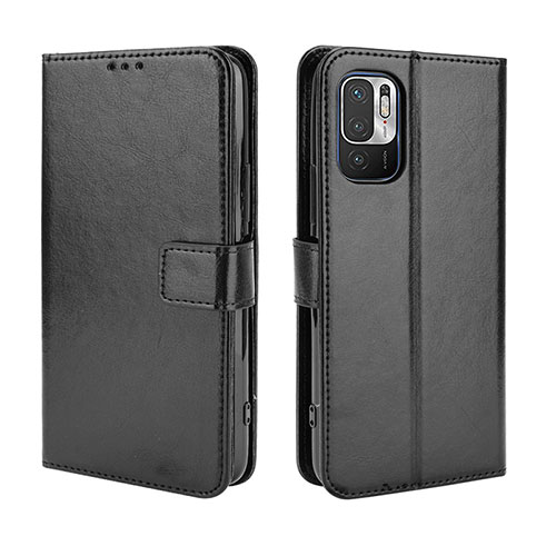 Leather Case Stands Flip Cover Holder BY5 for Xiaomi Redmi Note 10 JE 5G Black