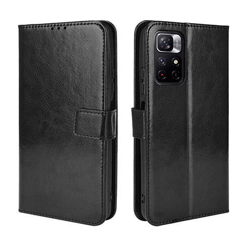 Leather Case Stands Flip Cover Holder BY5 for Xiaomi Redmi Note 11 5G Black