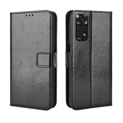 Leather Case Stands Flip Cover Holder BY5 for Xiaomi Redmi Note 11S 4G Black