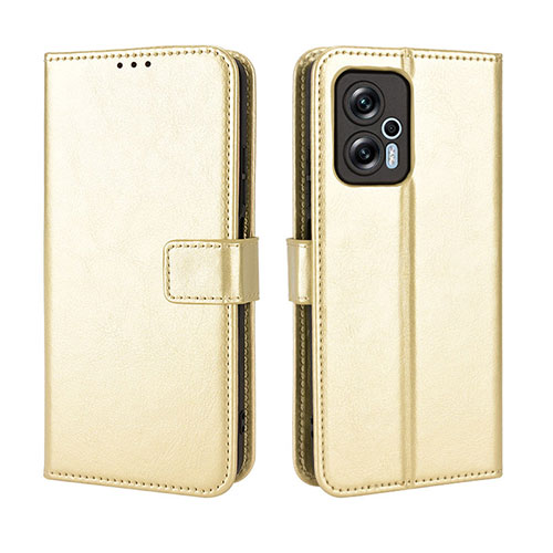 Leather Case Stands Flip Cover Holder BY5 for Xiaomi Redmi Note 11T Pro 5G Gold