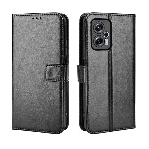 Leather Case Stands Flip Cover Holder BY5 for Xiaomi Redmi Note 11T Pro+ Plus 5G Black