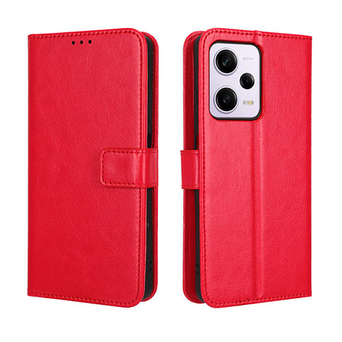 Leather Case Stands Flip Cover Holder BY5 for Xiaomi Redmi Note 12 Pro 5G Red