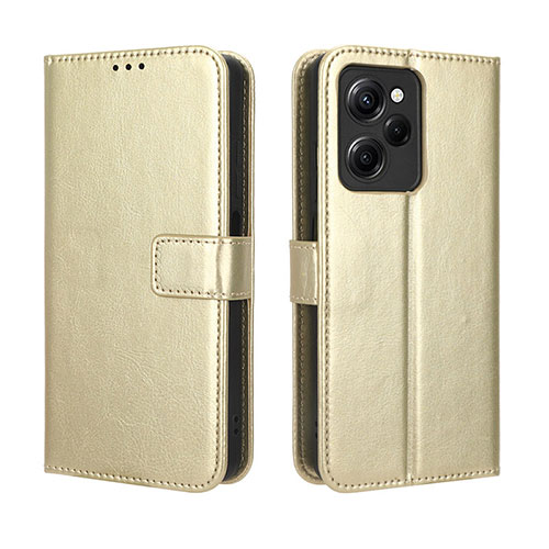 Leather Case Stands Flip Cover Holder BY5 for Xiaomi Redmi Note 12 Pro Speed 5G Gold