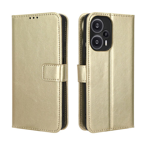 Leather Case Stands Flip Cover Holder BY5 for Xiaomi Redmi Note 12 Turbo 5G Gold