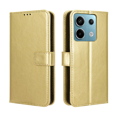 Leather Case Stands Flip Cover Holder BY5 for Xiaomi Redmi Note 13 Pro 5G Gold