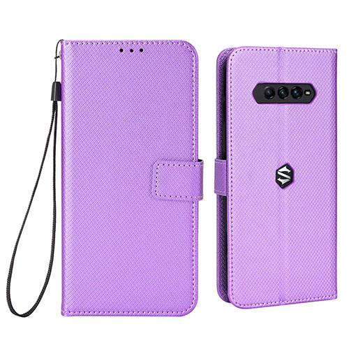 Leather Case Stands Flip Cover Holder BY6 for Xiaomi Black Shark 4 5G Purple