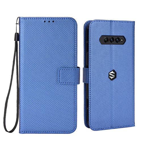 Leather Case Stands Flip Cover Holder BY6 for Xiaomi Black Shark 4 Pro 5G Blue