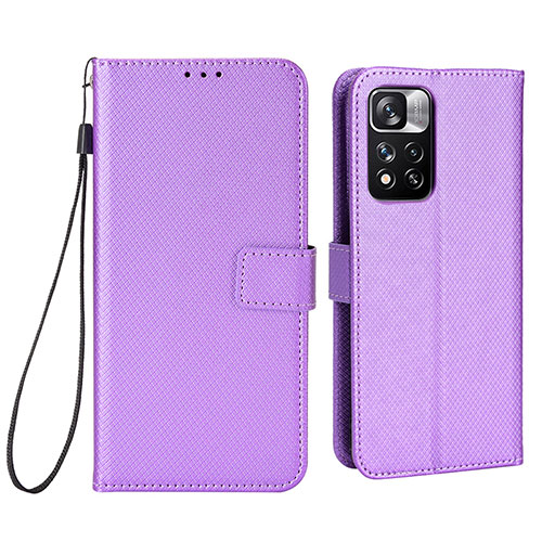 Leather Case Stands Flip Cover Holder BY6 for Xiaomi Mi 11i 5G (2022) Purple