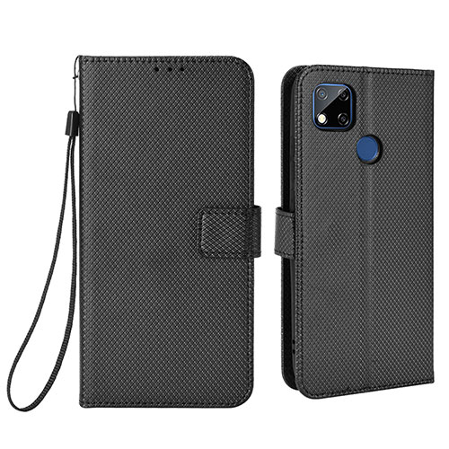 Leather Case Stands Flip Cover Holder BY6 for Xiaomi POCO C3 Black