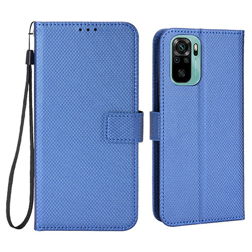 Leather Case Stands Flip Cover Holder BY6 for Xiaomi Poco M5S Blue