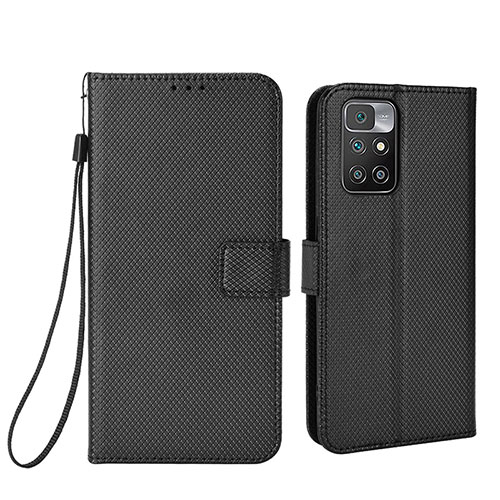 Leather Case Stands Flip Cover Holder BY6 for Xiaomi Redmi 10 (2022) Black