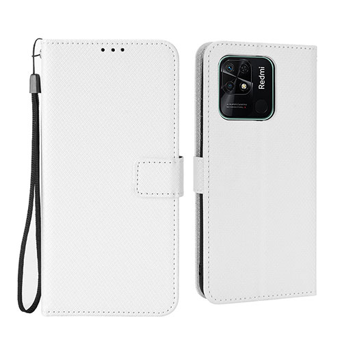 Leather Case Stands Flip Cover Holder BY6 for Xiaomi Redmi 10 India White