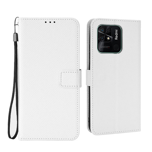 Leather Case Stands Flip Cover Holder BY6 for Xiaomi Redmi 10C 4G White