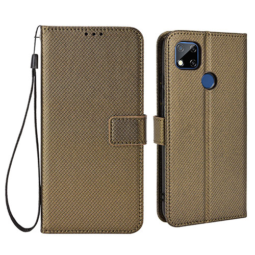 Leather Case Stands Flip Cover Holder BY6 for Xiaomi Redmi 9 Activ Brown