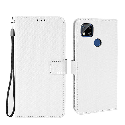 Leather Case Stands Flip Cover Holder BY6 for Xiaomi Redmi 9 India White