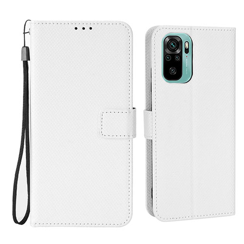Leather Case Stands Flip Cover Holder BY6 for Xiaomi Redmi Note 10 4G White