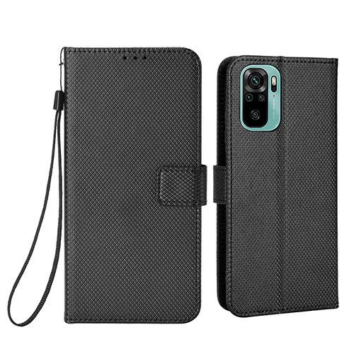 Leather Case Stands Flip Cover Holder BY6 for Xiaomi Redmi Note 10S 4G Black