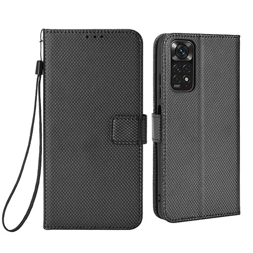 Leather Case Stands Flip Cover Holder BY6 for Xiaomi Redmi Note 11 4G (2022) Black