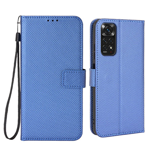 Leather Case Stands Flip Cover Holder BY6 for Xiaomi Redmi Note 11 4G (2022) Blue