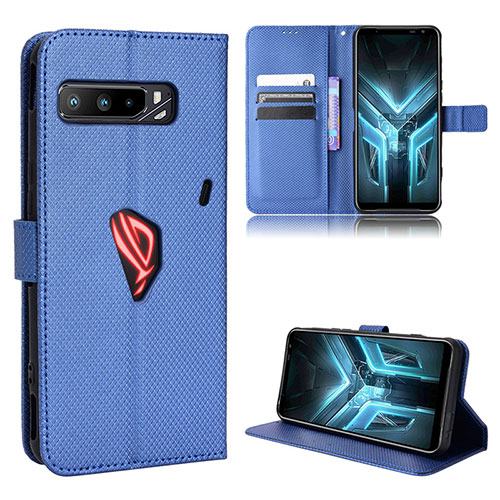 Leather Case Stands Flip Cover Holder BY7 for Asus ROG Phone 3 Blue