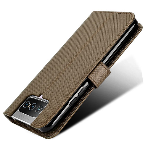 Leather Case Stands Flip Cover Holder BY7 for Asus Zenfone 7 Pro ZS671KS Brown