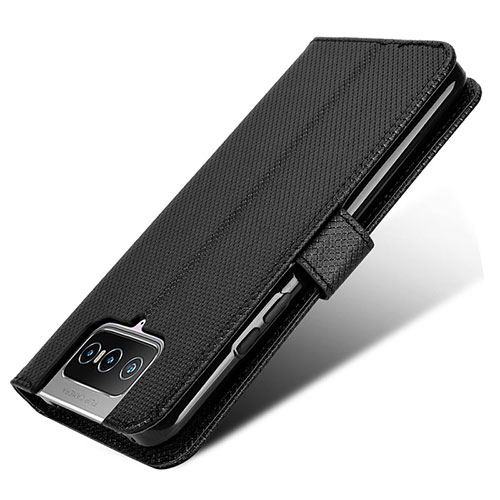 Leather Case Stands Flip Cover Holder BY7 for Asus ZenFone 8 Flip ZS672KS Black