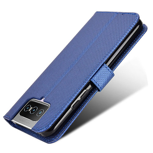 Leather Case Stands Flip Cover Holder BY7 for Asus ZenFone 8 Flip ZS672KS Blue