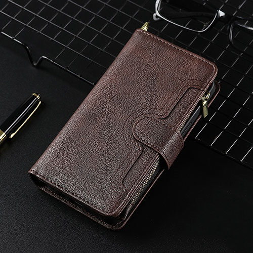 Leather Case Stands Flip Cover Holder BY7 for Xiaomi Redmi 10 (2022) Brown