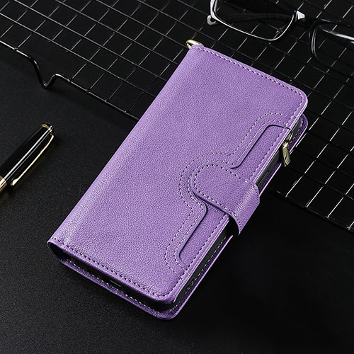 Leather Case Stands Flip Cover Holder BY7 for Xiaomi Redmi 10 (2022) Purple