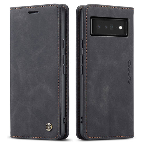 Leather Case Stands Flip Cover Holder C01S for Google Pixel 6 Pro 5G Black