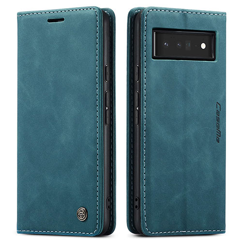 Leather Case Stands Flip Cover Holder C01S for Google Pixel 6 Pro 5G Blue