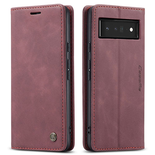 Leather Case Stands Flip Cover Holder C01S for Google Pixel 6 Pro 5G Red Wine