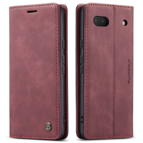 Leather Case Stands Flip Cover Holder C01S for Google Pixel 6a 5G Red Wine