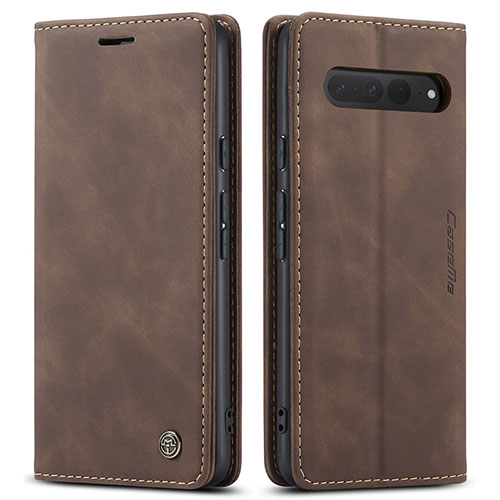 Leather Case Stands Flip Cover Holder C01S for Google Pixel 7 Pro 5G Brown